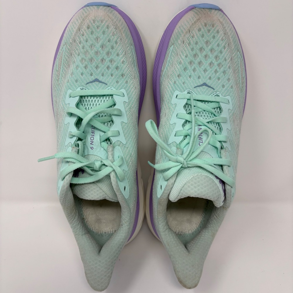 Hoka Clifton 9 Womens Size 10 Blue Green Purple Athletic Running Shoes Sneakers - Picture 5 of 8